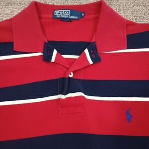 Polo Ralph Lauren Shirt Men Medium Red White Blue Striped USA Flag